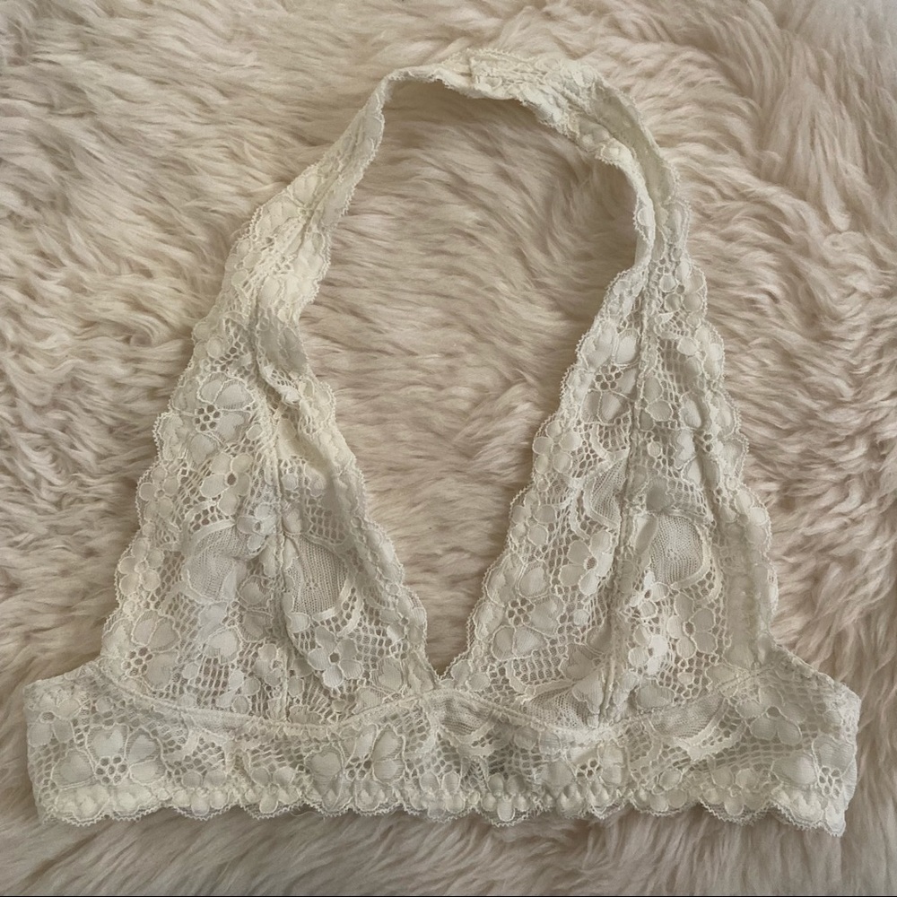 Free People Intimately White Lace Halter Bralette Size S